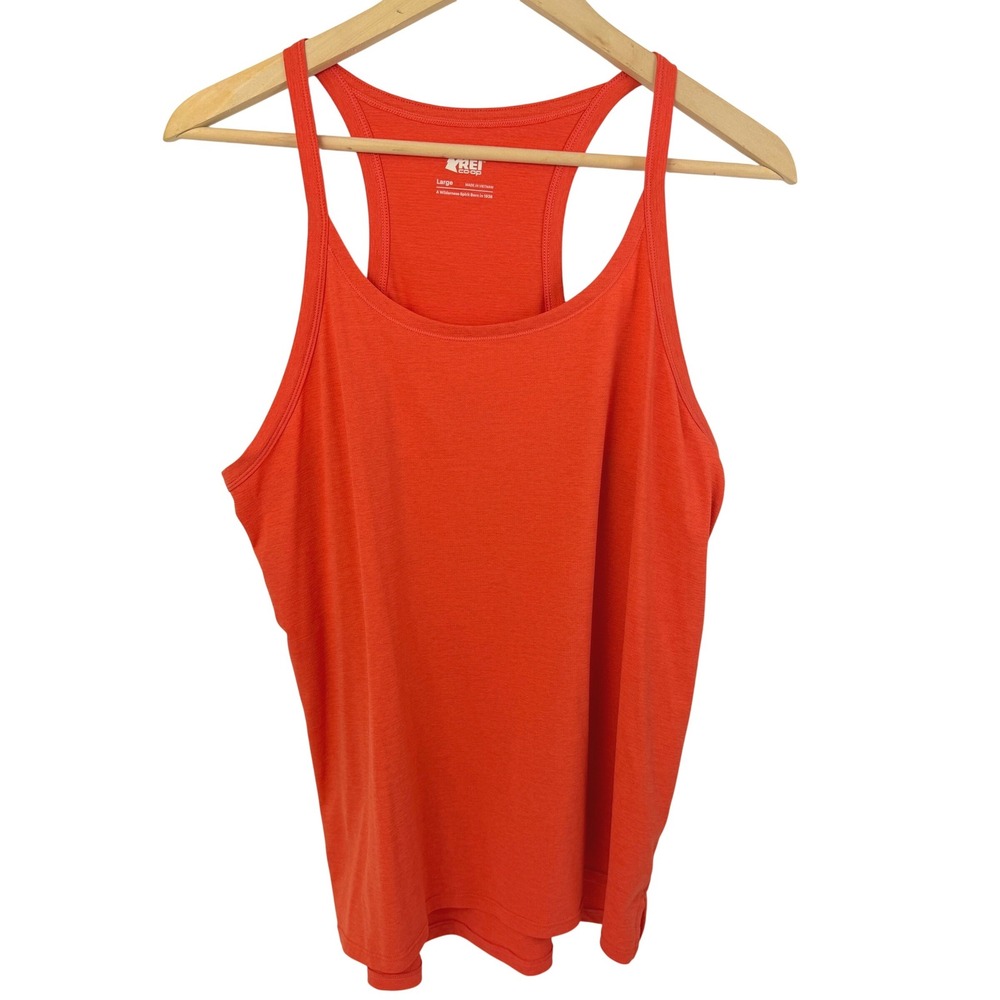 REI Co-op Swiftland Women's Large Orange Racerback Running Tank Athletic Top